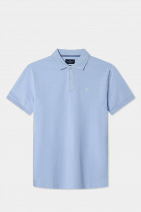 Poloshirt mit gesticktem Logo in Hellblau