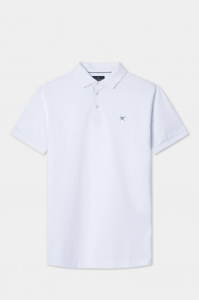 Poloshirt mit Knopfleiste in Kontrastfarbe in Weiß