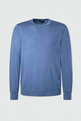 Pullover aus Merino und Seide in Mittelblau