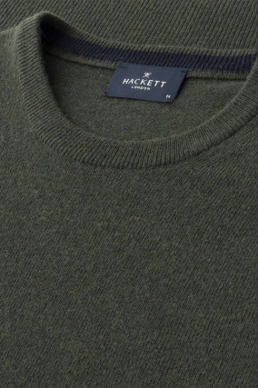 Strickpullover aus Woll-Mix in Dunkelgrün