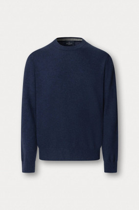 Strickpullover aus Woll-Mix in Navy