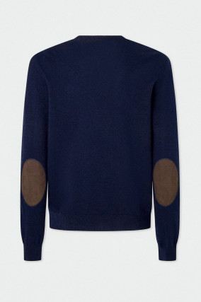 Wollmix V-Neck Pullover in Navy