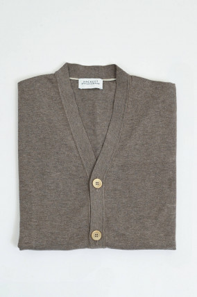 Seiden-Mix Strickjacke in Taupe