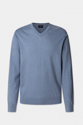 Pullover mit V-Ausschnitt in Spa Blue