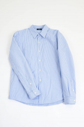 Gestreftes Overshirt aus Baumwolle in Blau/Weiß