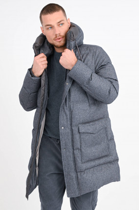 Daunenstepp-Mantel aus Cashmere und Seide in Grau