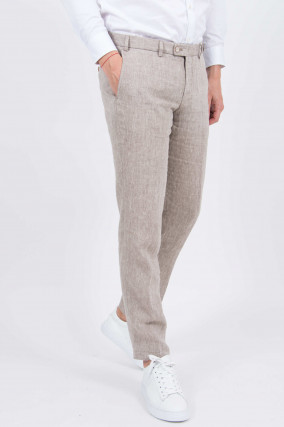 Leinen Hose in Beige meliert