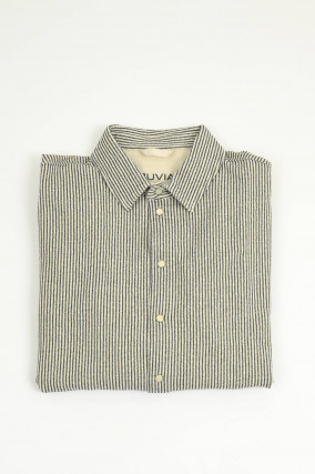 Gestreiftes Hemd in Thundergrau/Creme