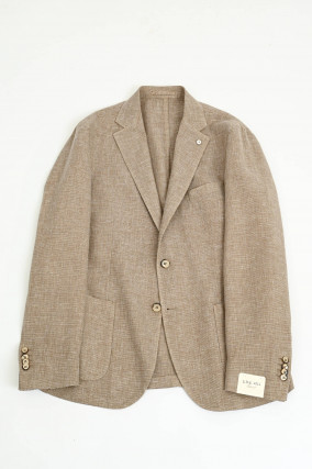 Sakko aus Woll-Leinen-Mix in Beige meliert