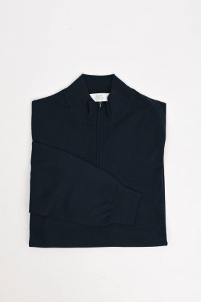 Feinstrick-Pullover aus Wolle in Navy