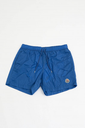 Badeshorts mit Logo in Brillantblau