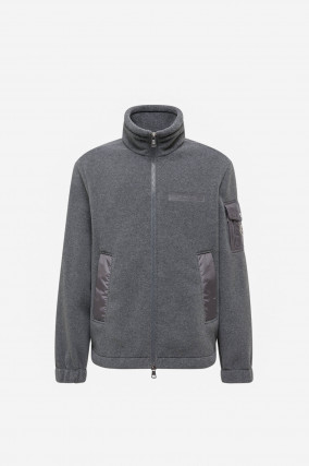 Fleecejacke mit Logo-Patch in Steingrau