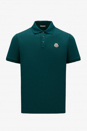Klassisches Poloshirt mit Logo-Patch in Dunkelgrün