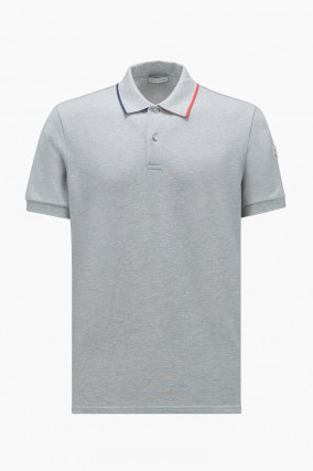 Poloshirt mit Kontrast-Streifen in Grau