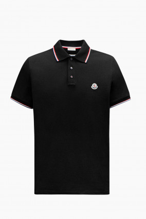 Poloshirt mit Streifen-Details in Schwarz