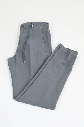 Hose aus Lyocell-Leinen-Mix in Grau