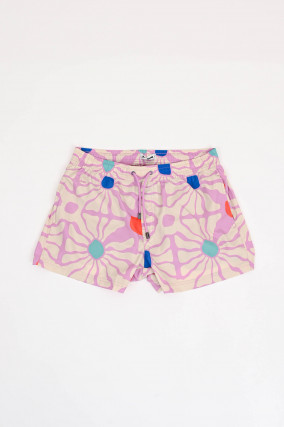 Badehose mit Seventies-Print in Multicolor