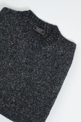 Strickpullover aus Alpaka-Mix in Grau/Weiß meliert