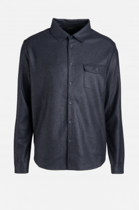 Wollflanell Hemd in Navy