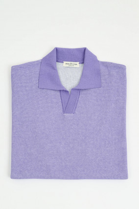 Poloshirt aus Baumwolle in Lila meliert