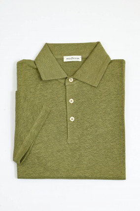 Poloshirt aus Leinen in Grün