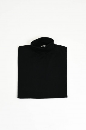 Rollkragenpullover aus Wolle-Seide-Mix in Schwarz