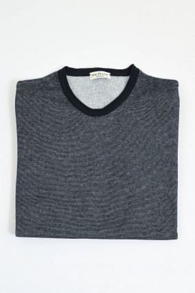Langarm-Shirt aus Baumwolle in Navy meliert