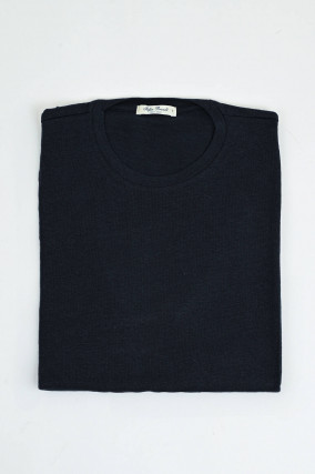 T-Shirt aus Leinen-Mix in Marine