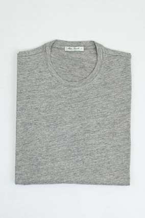 T-Shirt aus Leinen-Mix in Hellgrau