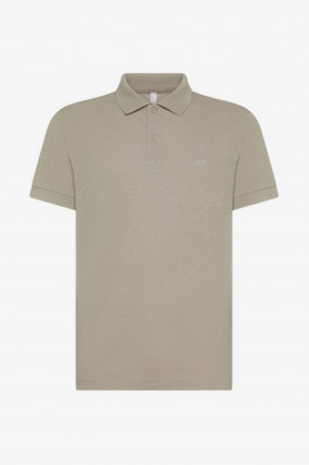 Polo-Shirt aus Leinen-Baumwoll-Mix in Stone
