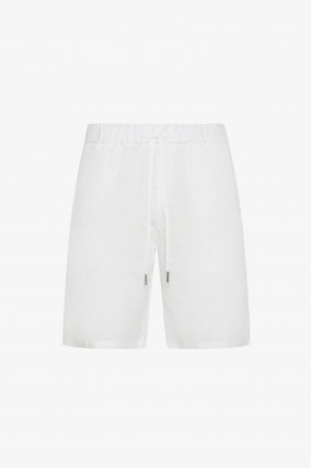 Shorts aus Leinen-Baumwoll-Mix in Bianco