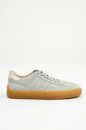 Sneaker aus Veloursleder in Blaugrau