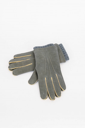 Handschuhe aus Veloursleder in Salbei