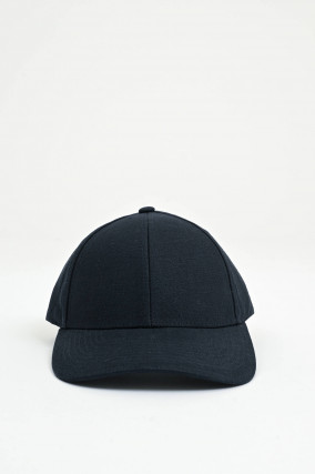 Basecap aus Leinen in Navy meliert