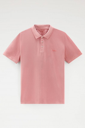 Polo-Shirt aus Baumwolle in Pastell Rot